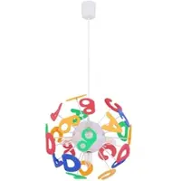 Globo LED Pendelleuchte dimmbar mit Fernbedienung Kinderzimmer Hängelampe Buchstaben Kinderlampe in Kugelform, Kunststoff bunt, RGB Farbwechsel, 4x 3,5W 4x 320lm warmweiß, DxH 35x120 cm