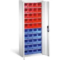 C+P Magazinschrank mit 40 Sichtlagerkästen, H1690xB700xT300mm Front Lichtgrau Korpus Lichtgrau