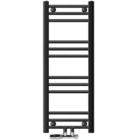 LuxeBath Badheizkörper Mittelanschluss 300 x 800 mm Anthrazit gerade mit Thermostat und Anschlussgarnitur Eck Wand - Heizkörper Heizung, ohne Heizstab