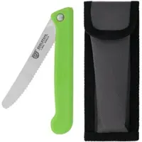 Gräwe Klappbares Frühstücksmesser, mit Etui, Wellenschliff, Grün