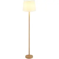 Nowa LED Stehleuchte, Holzoptik, Textil weiß, H 151 cm