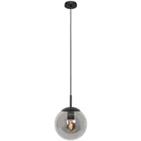 Steinhauer Pendellampe, Metall, Rauchglas, Schwarz, H 170 cm