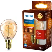 Philips Filament Tropfenform Amber 15 W P45 E14, 2,7 W, 15 W, E14, 180 lm, 15000 h, Flame