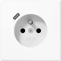 JUNG LS1520F-18CWW Steckdose, französisch/belgisches System, 16 A 250 V ~, mit USB-Ladegerät, 1 x Typ C, Safety Plus, Serie LS, alpinweiß