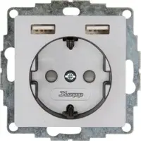 Kopp 296415009 HK02 - Schutzkontakt Steckdose, 1-fach, Unterputz, 2 USB Ladebuchsen, Farbe: anthrazit