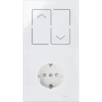 Kopp 853512011 HKi8-Kombination Jalousieschalter-Schutzkontakt-Steckdose, eckig, Farbe: weiß
