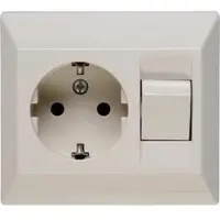 Kopp 190301006 STANDARD- Schutzkontakt-Steckdosen/Aus-Wechselschalter Kombination, Farbe: cremeweiß