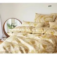 Elegante Mako Satin Bettwäsche Maison Leaves - 155x220 cm + 80x80 cmgold