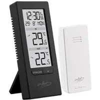 INFACTORY Digitale Temperaturstation, Innen-/Außenthermometer, Funkuhr, schwarz