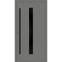 Haustuerenland.de Aluminium Haustür "AURORA" 90 mm RC2 BLACKLINE Graualuminium RAL 9007 beidseitig innen öffnend DIN links