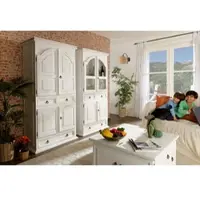 1a Direktimport Wohnschrank Mehrzweckschrank MEXICO Weiß Antik - Pinie Massivholz - Landhausmöbel
