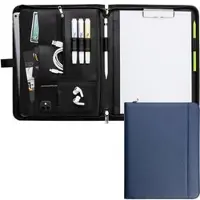 Vebon Schreibmappe Rom, Kunstleder, saphirblau, A4, mit Klemmbrett, Tabletfach 13'' & Reißverschluss