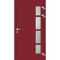 Haustuerenland.de Aluminium Haustür Schüco "RHEA" ADS 75.SI RC2 Purpurrot RAL 3004 beidseitig innen öffnend DIN rechts