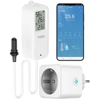 Luminea Home Control WLAN-Temperatur-/Luftfeuchtigkeitsmesser mit WLAN-Steckdose, App