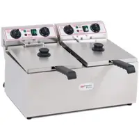 Ristoattrezzature Elektrische Doppelwannenfritteuse, professionell aus Edelstahl – 13+13 Liter, Ölkapazität 10+10 Liter
