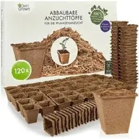 Anzuchttöpfe BEGR-300183, 120 Stück, 4,4 x 4,4 cm, aus Zellulose, biologisch abbaubar