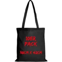 TEXXILLA Baumwolltasche Mehrpack Classic mit zwei langen Henkeln, Schwarz, schwarz