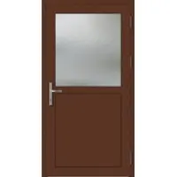 Haustuerenland.de PREMIUM Aluminium Nebeneingangstür "PAULA-Q" 59 mm Mahagonibraun RAL 8016 beidseitig außen öffnend DIN rechts