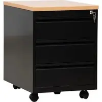 G-Office Rollcontainer MPG/3.6, aus Metall, schwarz, mit 3 Schubladen, abschließbar