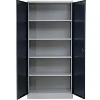 G-Office Aktenschrank FLC.19/N, aus Metall, abschließbar, 92 x 195 x 42 cm (B/H/T), schwarz / grau