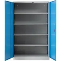 G-Office Aktenschrank FLC/N.192x60, aus Metall, abschließbar, 120 x 195 x 60 cm (B/H/T), lichtblau / lichtgrau