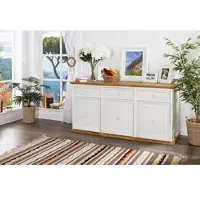 1a Direktimport Landhausstil Sideboard MEXICO - 3 Türen 3 Schübe - weiß natur - Pinie