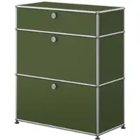 USM United Soft USM Haller Highboard mit zwei Klapptüren, zwei Zwischentablaren Olivegrün