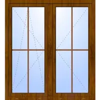 Haustuerenland.de Balkon Doppeltür ohne Pfosten "OSKAR" 2-fach Verglasung GEALAN Golden Oak holzähnlich beidseitig innen öffnend DIN rechts