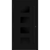 Haustuerenland.de Aluminium Haustür "WILHELMINE" 90 mm RC2 BLACKLINE Signalschwarz RAL 9004 beidseitig außen öffnend DIN links