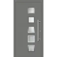 Haustuerenland.de Smarte Haustür "STELLA" 79 mm RC2 mit Fingerprint Graualuminium RAL 9007 beidseitig innen öffnend DIN rechts