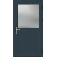 Haustuerenland.de PREMIUM Aluminium Nebeneingangstür "PAULA-Q" 59 mm Anthrazit RAL 7016 beidseitig außen öffnend DIN rechts