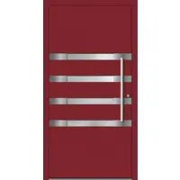 Haustuerenland.de SCHÜCO Aluminium Haustür "PIA" ADS 75.SI RC2 Purpurrot RAL 3004 beidseitig innen öffnend DIN rechts