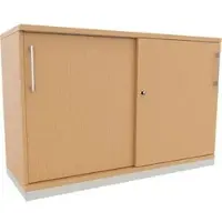 Fm Büromöbel Schiebetürenschrank endless, abschließbar, aus Holz mit 1 Fachboden, 120 x 78 x 44 cm (B/H/T), buche
