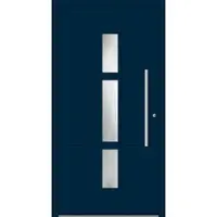 Haustuerenland.de Aluminium Haustür "TIANA" 60 mm RC2 flügelüberdeckend Stahlblau RAL 5011 beidseitig innen öffnend DIN rechts