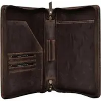 Menzo Schreibmappe MB57, marone, Echt Leder, mit Reißverschluss und Tabletfach bis 9,7 Zoll, A5