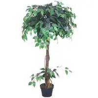 Decovego Kunstpflanze Ficus Benjamin, Kunstbaum im Topf, mit Echtholzstamm, Höhe 120 cm