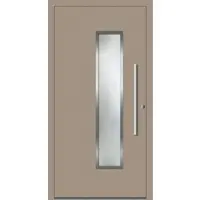 Haustuerenland.de SCHÜCO Aluminium Haustür "WIEBKE" ADS 75.SI RC2 Graubeige RAL 1019 innen öffnend DIN rechts