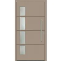 Haustuerenland.de Aluminium Haustür Schüco "RHEA" ADS 75.SI RC2 Graubeige RAL 1019 beidseitig innen öffnend DIN rechts