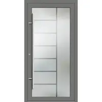 Haustuerenland.de PREMIUM Aluminium-Glas Haustür "VERONIKA" 90 mm Vollglas Graualuminium RAL 9007 beidseitig innen öffnend DIN links