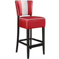 GGM Möbel 2er-Set Diner Barhocker | Leder | Rot | American Barhocker, American Diner Barhocker