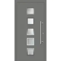 Haustuerenland.de Smarte Haustür "SISSI" 79 mm RC2 mit Fingerprint Graualuminium RAL 9007 innen öffnend DIN rechts