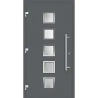 Haustuerenland.de Smarte Haustür "SISSI" 79 mm RC2 mit Fingerprint Basaltgrau RAL 7012 außen öffnend DIN links