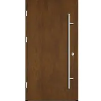 Haustuerenland.de Aluminium Haustür "VALERIA" 68 mm Golden Oak holzähnlich beidseitig außen öffnend DIN links