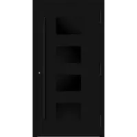 Haustuerenland.de Aluminium Haustür "WILHELMINE" 90 mm RC2 BLACKLINE Signalschwarz RAL 9004 beidseitig außen öffnend DIN rechts