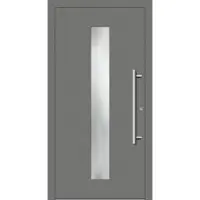 Haustuerenland.de Haustür mit Fingerprint RC2 "SVENJA" 79 mm Graualuminium RAL 9007 innen öffnend DIN rechts