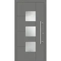 Haustuerenland.de Smarte Haustür "SKADI" 79 mm RC2 mit Fingerprint Graualuminium RAL 9007 beidseitig innen öffnend DIN rechts