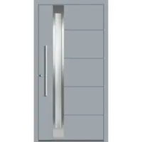 Haustuerenland.de Aluminium Haustür "PETRA" 60 mm RC2 flügelüberdeckend Fenstergrau RAL 7040 beidseitig innen öffnend DIN links