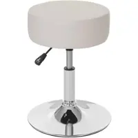 Proregal Hocker höhenverstellbar und drehbar | Sitzhöhe 43-55cm | Durchmesser 35cm | Kunstleder | Creme | Sitzhocker Schminkhocker