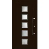 Haustuerenland.de Smarte Aluminium Haustür "SISSI" 79 mm RC2 mit Fingerprint Dunkelbraun RAL 8077 beidseitig innen öffnend DIN rechts