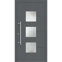 Haustuerenland.de Smarte Haustür "SKADI" 79 mm RC2 mit Fingerprint Basaltgrau RAL 7012 innen öffnend DIN links